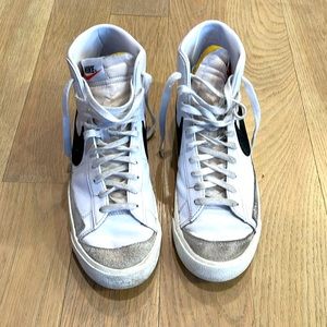 Nike Blazer high tops. White with black swoosh. Size 10 US.